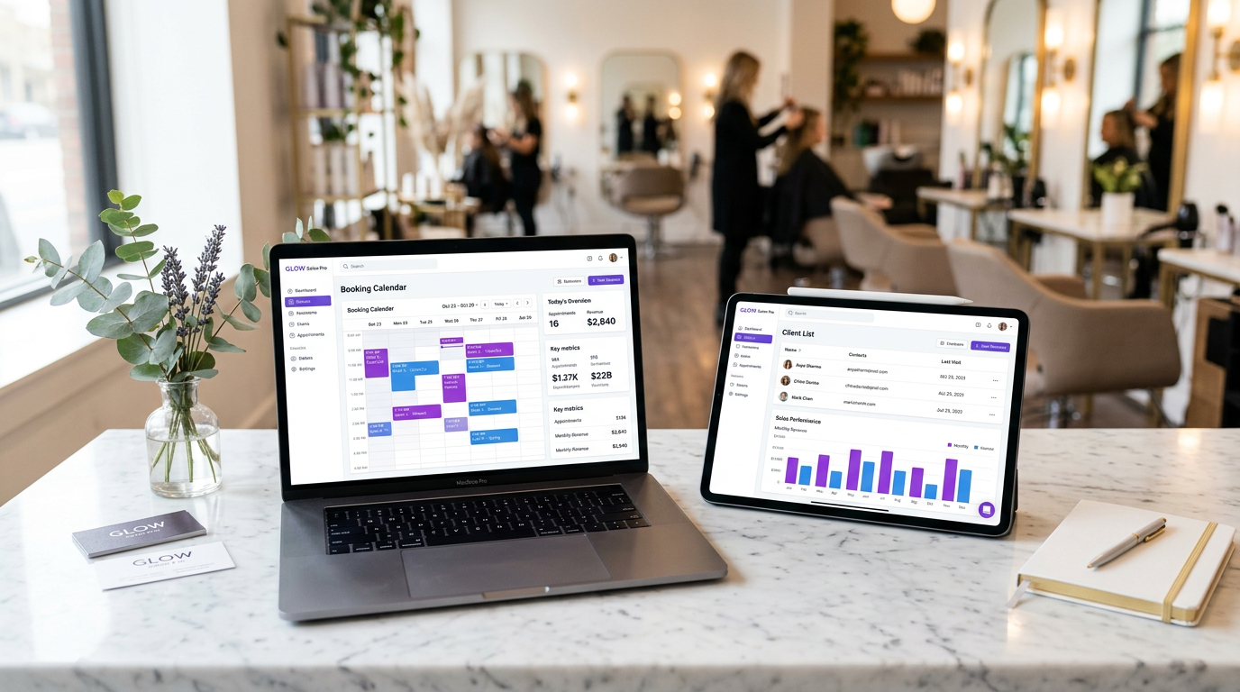 Modern salon dashboard on laptop